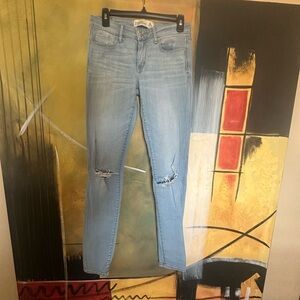 Abercrombie & Fitch Light Blue Ripped Skinny Jeans